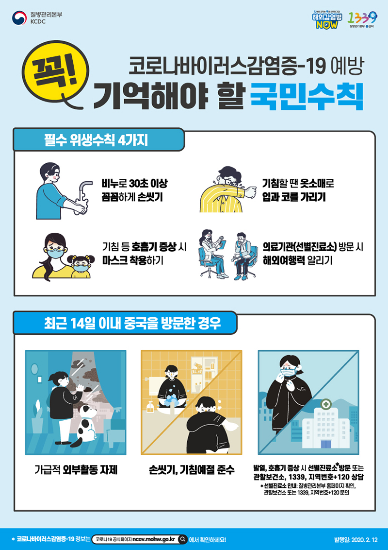 코로나바이러스감염증-19 예방 꼭 기억해야 할 국민수칙