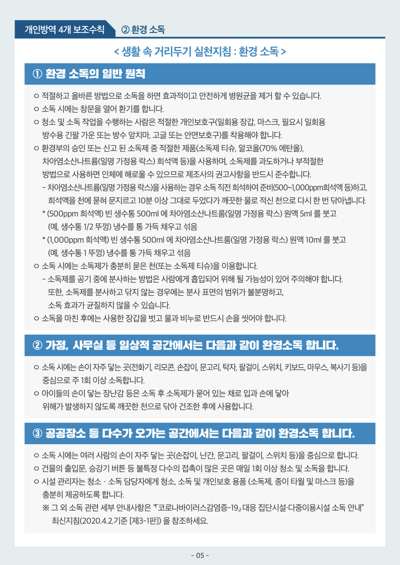 코로나19 생활속 거리두기 기본지침 5/7